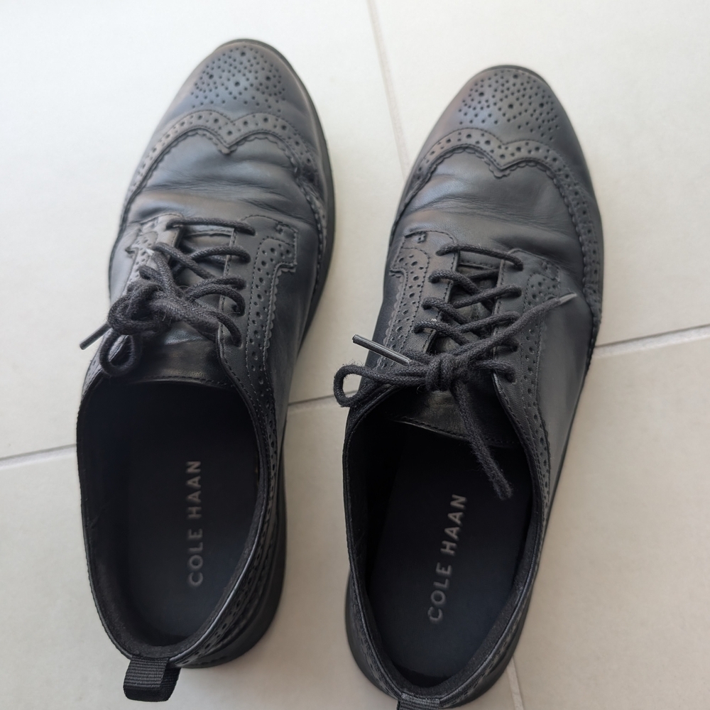 Cole Haan Zerøgrand Wingtip Oxford Black Leather Women's size 7.5 - Picture 3 of 10